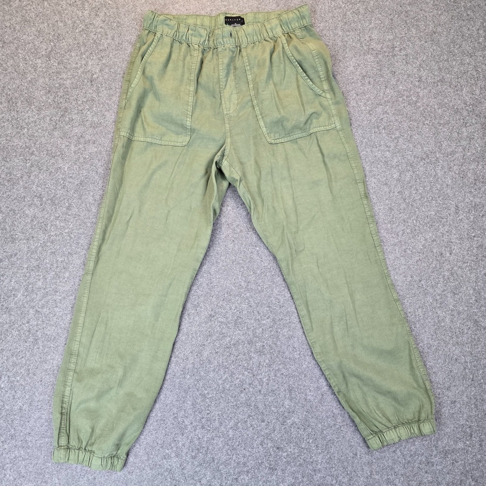 Sanctuary Cropped Jogger Pants Womens M Green Tencel Elastic Waist Athleisure